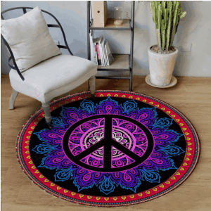 Hippie Mandala Love Round Carpet Floor Rug Living Room Bedroom Decor Round Area Rug Carpet