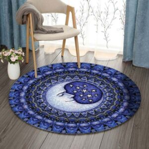 Hippie Moon Round Carpet Floor Rug Living Room Bedroom Decor Round Area Rug Carpet
