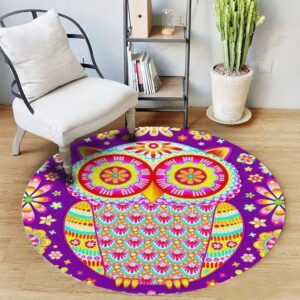 Hippie Owl Round Carpet Floor Rug Living Room Bedroom Decor Round Area Rug Carpet