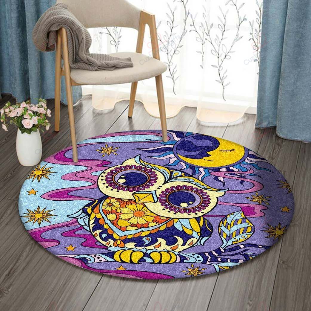 Hippie Owl Round Carpet Floor Rug Living Room Bedroom Decor Round Area Rug Carpet Hippie Owl Round Carpet Floor Rug Living Room Bedroom Decor Round Area Rug Carpet