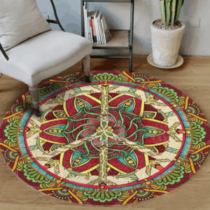 Hippie Pattern Round Carpet Floor Rug Living Room Bedroom Decor Round Area Rug Carpet