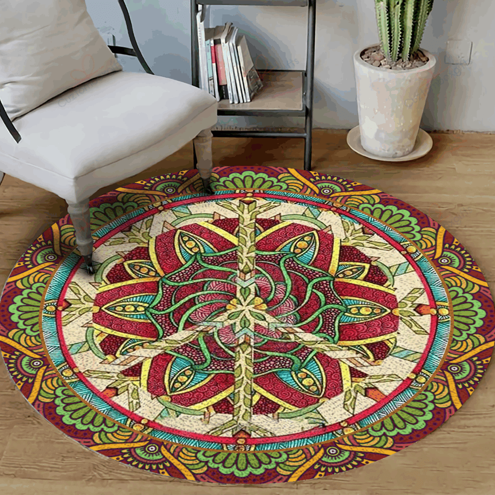 Hippie Pattern Round Carpet Floor Rug Living Room Bedroom Decor Round Area Rug Carpet Hippie Pattern Round Carpet Floor Rug Living Room Bedroom Decor Round Area Rug Carpet