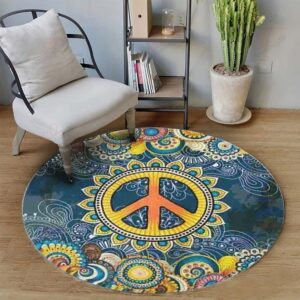 Hippie Pattern Sweet Round Carpet Floor Rug Living Room Bedroom Decor Round Area Rug Carpet