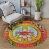 Hippie Peace Flower Round Carpet Floor Rug Living Room Bedroom Decor Round Area Rug Carpet