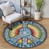 Hippie Peace Hands Round Carpet Floor Rug Living Room Bedroom Decor Round Area Rug Carpet