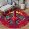 Hippie Peace Sign Round Carpet Floor Rug Living Room Bedroom Decor Round Area Rug Carpet