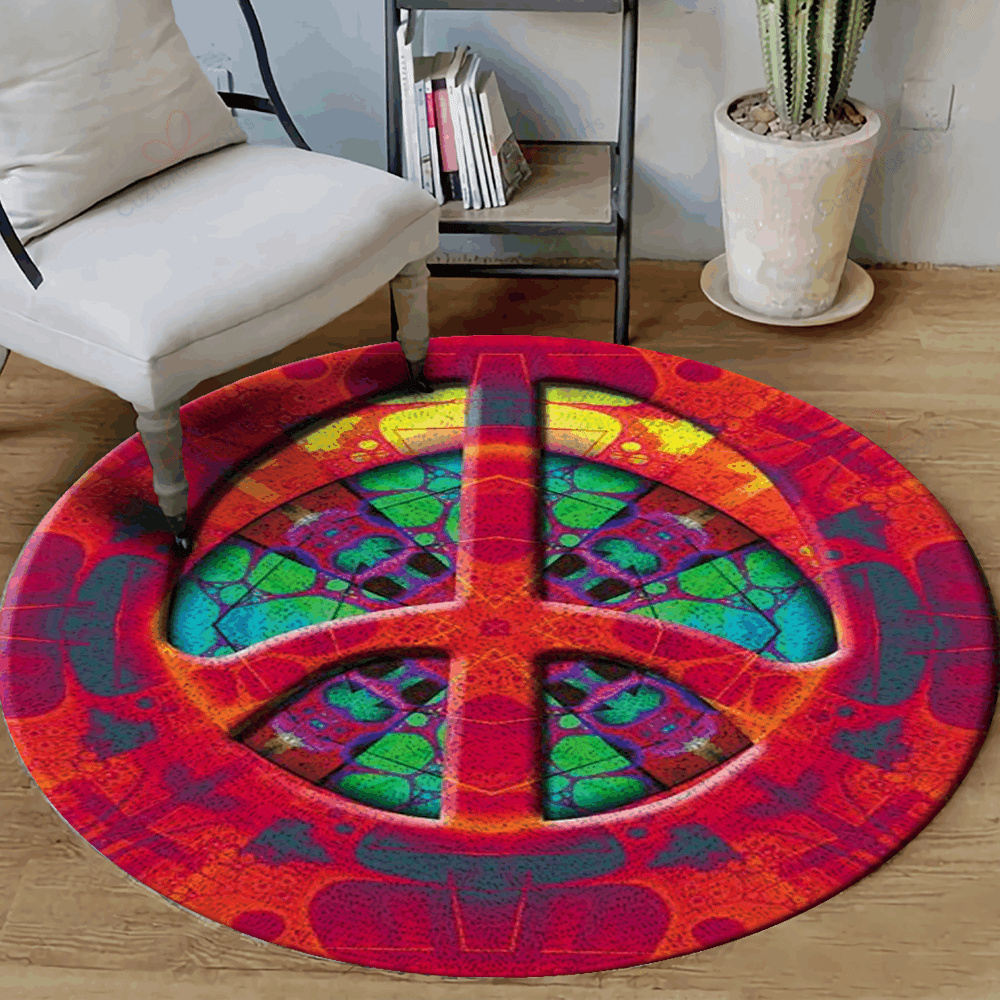Hippie Peace Sign Round Carpet Floor Rug Living Room Bedroom Decor Round Area Rug Carpet Hippie Peace Sign Round Carpet Floor Rug Living Room Bedroom Decor Round Area Rug Carpet