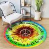 Hippie Peace Sunflower Round Carpet Floor Rug Living Room Bedroom Decor Round Area Rug Carpet