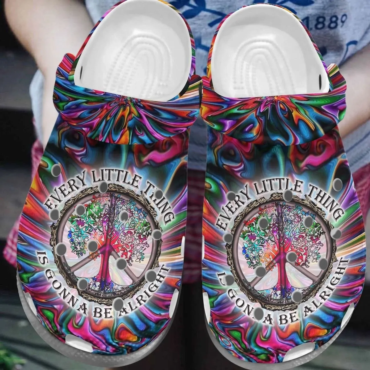 Hippie Personalize Clog Custom Crocs Fashionstyle Comfortable For Women Men Kid Print 3D Be Alright Hippie Personalize Clog Custom Crocs Fashionstyle Comfortable For Women Men Kid Print 3D Be Alright