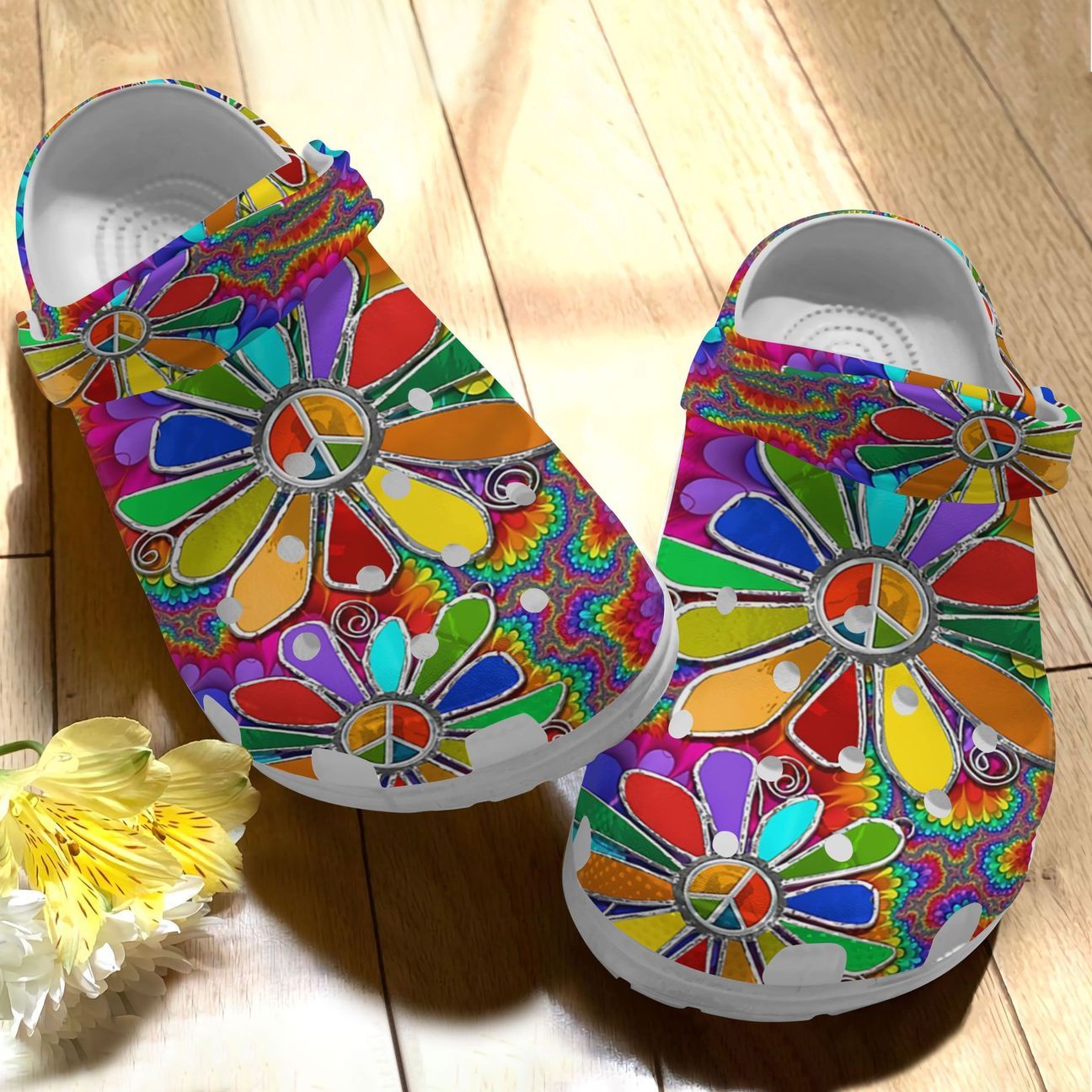 Hippie Personalize Clog Custom Crocs Fashionstyle Comfortable For Women Men Kid Print 3D Hippie Gorgeous Flower Hippie Personalize Clog Custom Crocs Fashionstyle Comfortable For Women Men Kid Print 3D Hippie Gorgeous Flower