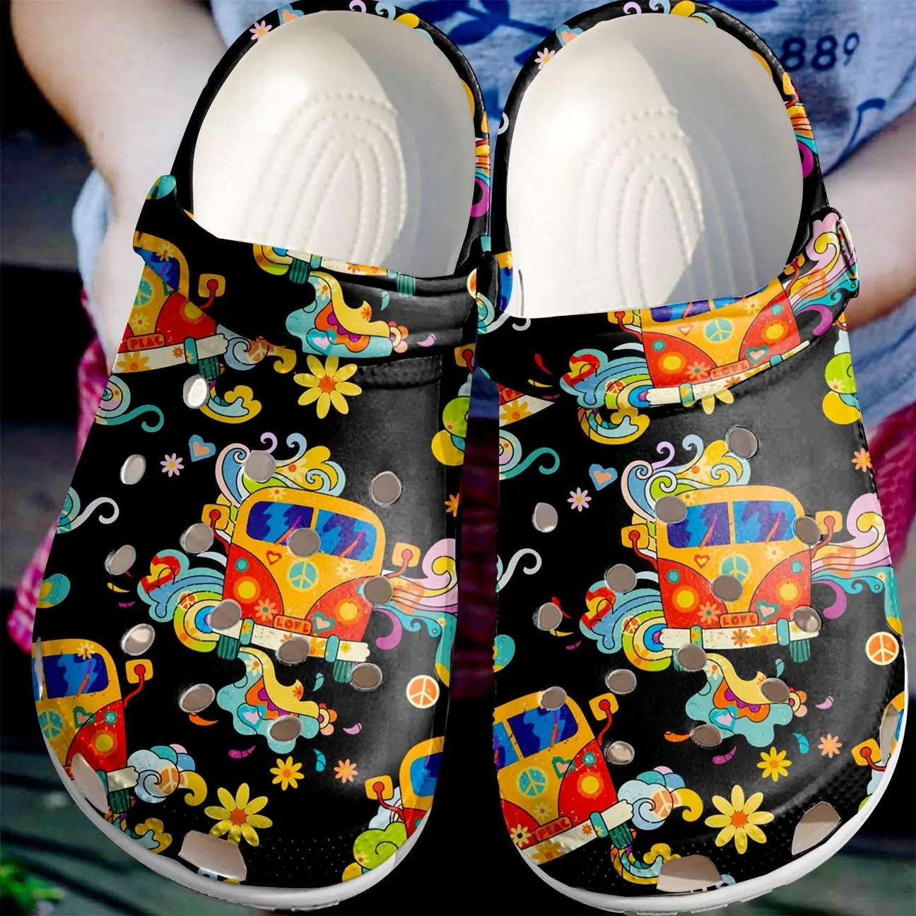 Hippie Personalize Clog Custom Crocs Fashionstyle Comfortable For Women Men Kid Print 3D Hippie Van Hippie Personalize Clog Custom Crocs Fashionstyle Comfortable For Women Men Kid Print 3D Hippie Van