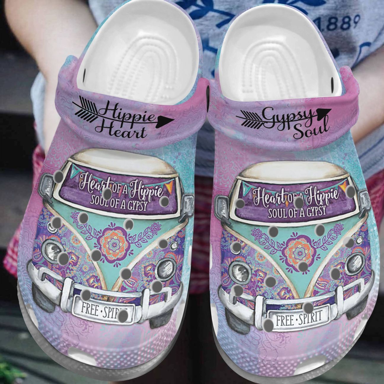Hippie Personalize Clog Custom Crocs Fashionstyle Comfortable For Women Men Kid Print 3D Whitesole Gypsy Soul Hippie Personalize Clog Custom Crocs Fashionstyle Comfortable For Women Men Kid Print 3D Whitesole Gypsy Soul