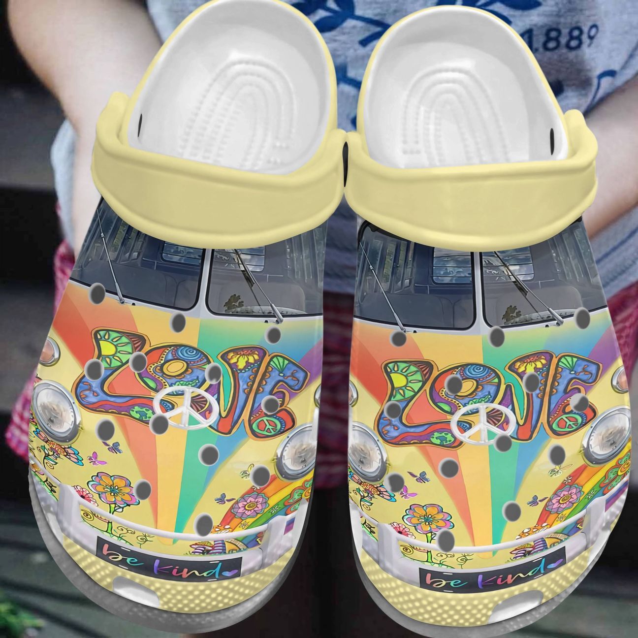 Hippie Personalize Clog Custom Crocs Fashionstyle Comfortable For Women Men Kid Print 3D Whitesole Hippie Van Hippie Personalize Clog Custom Crocs Fashionstyle Comfortable For Women Men Kid Print 3D Whitesole Hippie Van