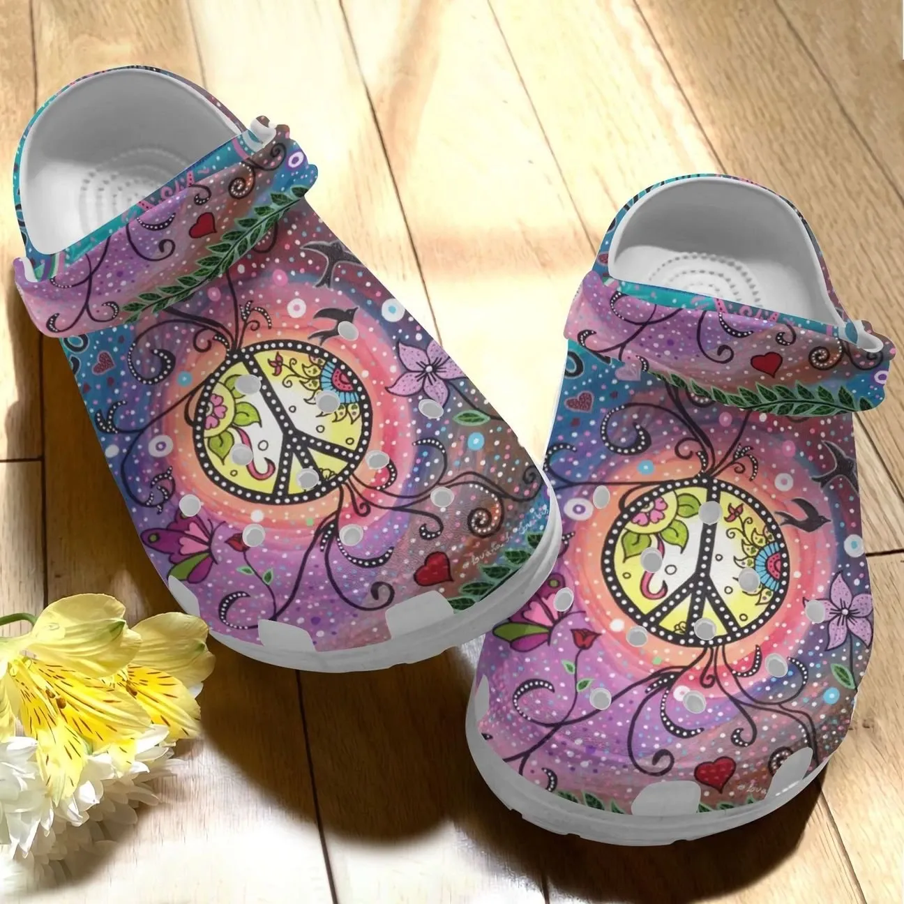 Hippie Personalize Clog Custom Crocs Fashionstyle Comfortable For Women Men Kid Print 3D Whitesole Love Hippie Personalize Clog Custom Crocs Fashionstyle Comfortable For Women Men Kid Print 3D Whitesole Love