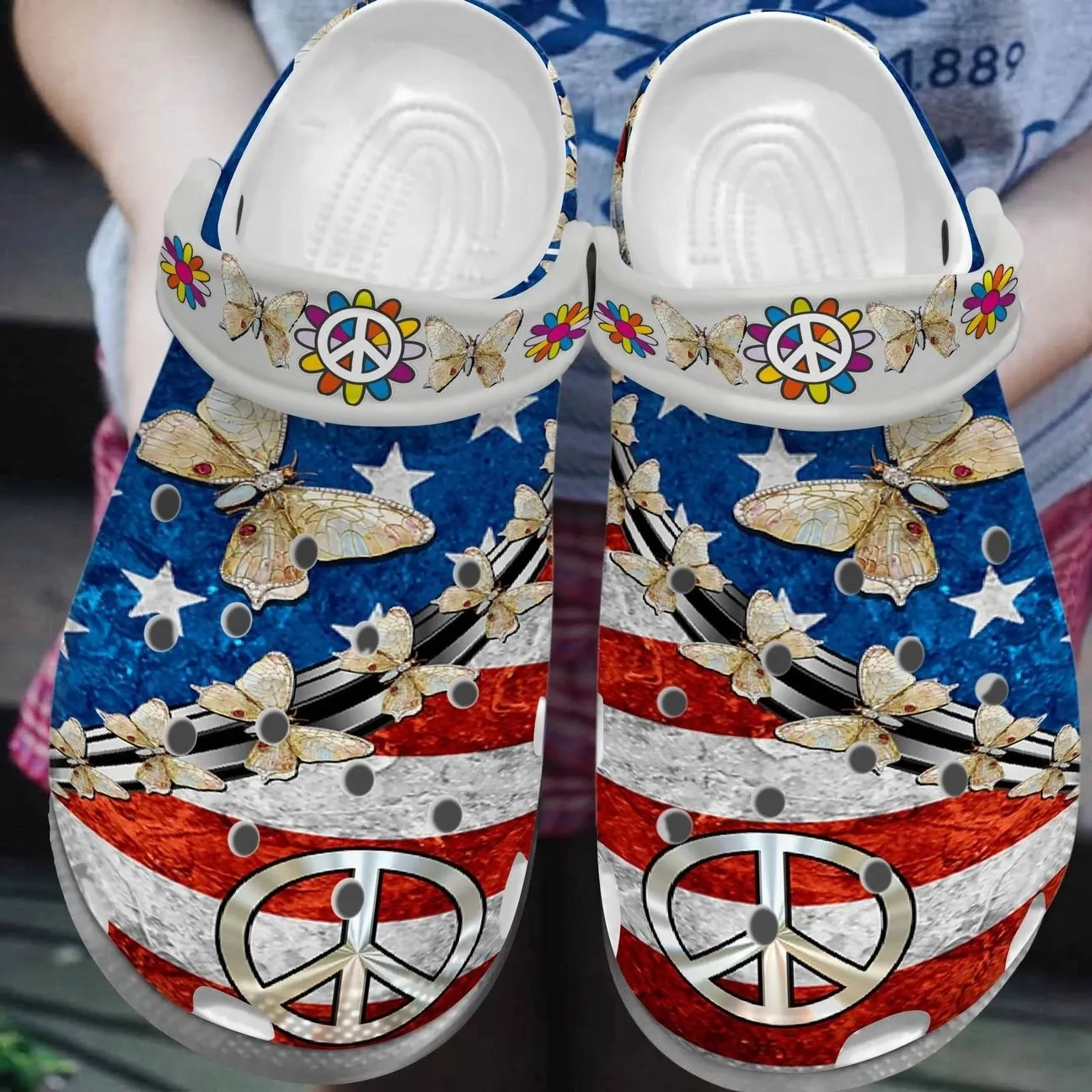 Hippie Personalized Clog Custom Crocs Comfortablefashion Style Comfortable For Women Men Kid Print 3D American Hippie Hippie Personalized Clog Custom Crocs Comfortablefashion Style Comfortable For Women Men Kid Print 3D American Hippie