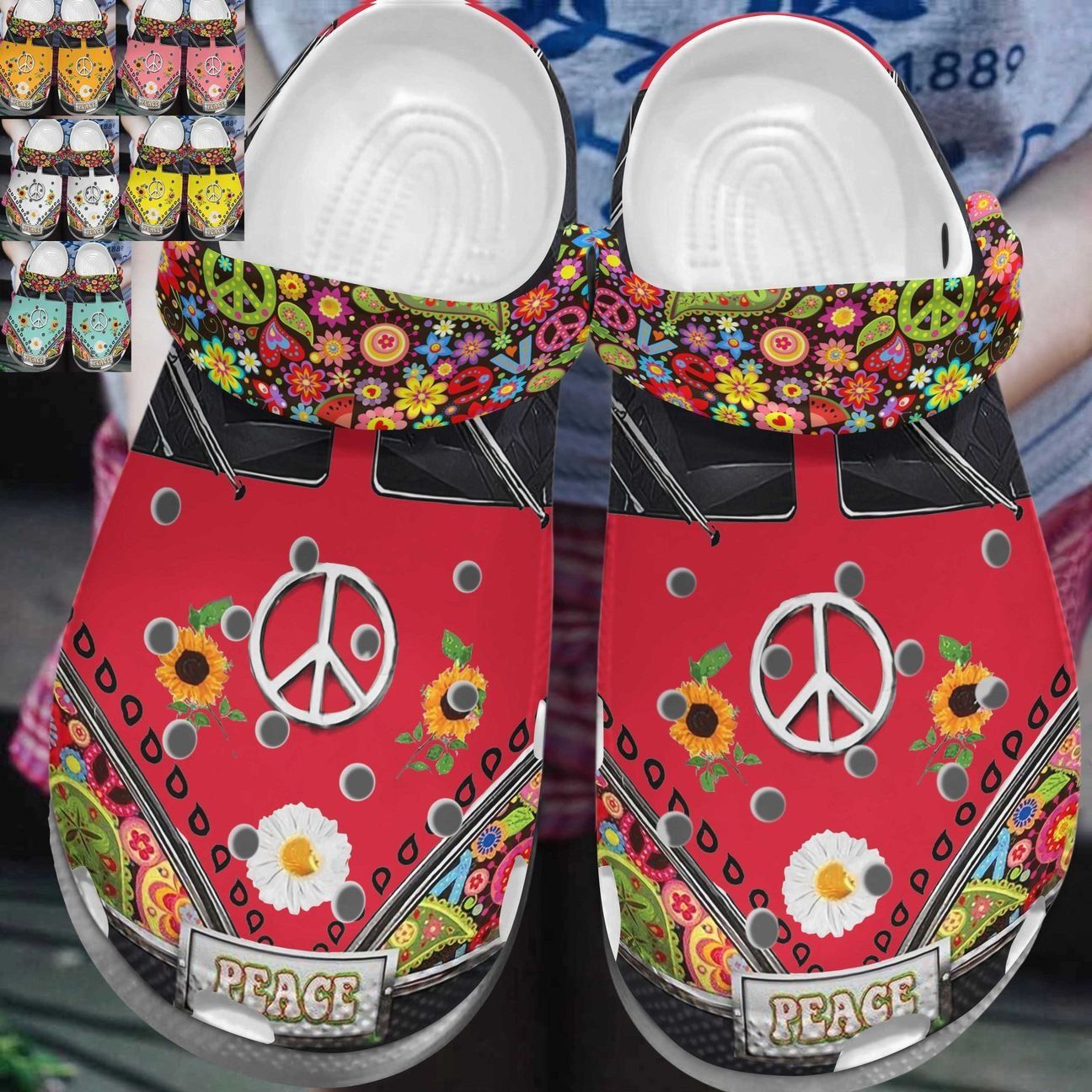 Hippie Personalized Clog Custom Crocs Comfortablefashion Style Comfortable For Women Men Kid Print 3D Colorful Hippie Bus Hippie Personalized Clog Custom Crocs Comfortablefashion Style Comfortable For Women Men Kid Print 3D Colorful Hippie Bus