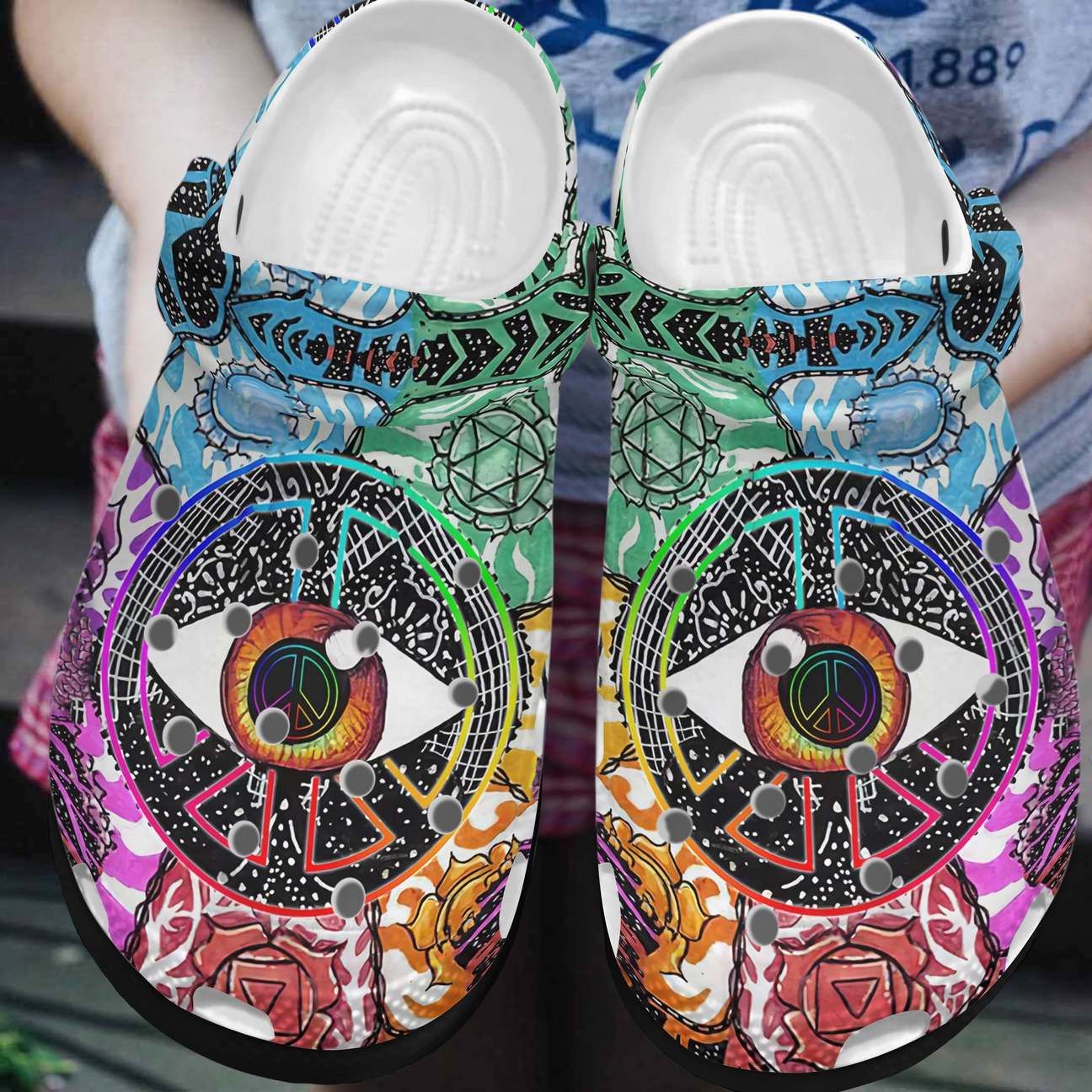 Hippie Personalized Clog Custom Crocs Comfortablefashion Style Comfortable For Women Men Kid Print 3D Hippie Eyes Hippie Personalized Clog Custom Crocs Comfortablefashion Style Comfortable For Women Men Kid Print 3D Hippie Eyes