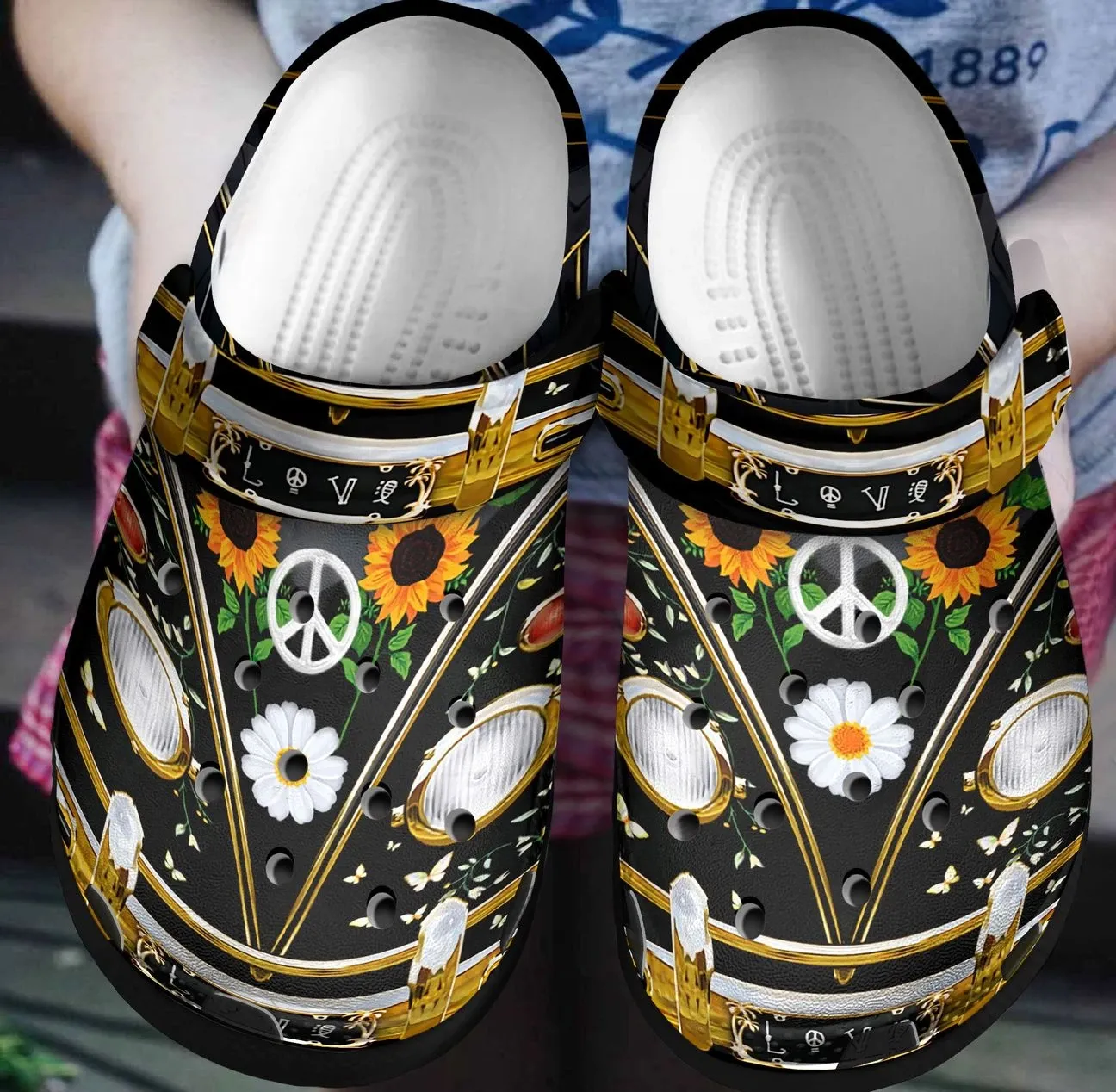 Hippie Personalized Clog Custom Crocs Comfortablefashion Style Comfortable For Women Men Kid Print 3D Hippie Flower Bus Hippie Personalized Clog Custom Crocs Comfortablefashion Style Comfortable For Women Men Kid Print 3D Hippie Flower Bus