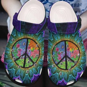 Hippie Personalized Clog Custom Crocs Comfortablefashion Style Comfortable For Women Men Kid Print 3D Hippie Symbol