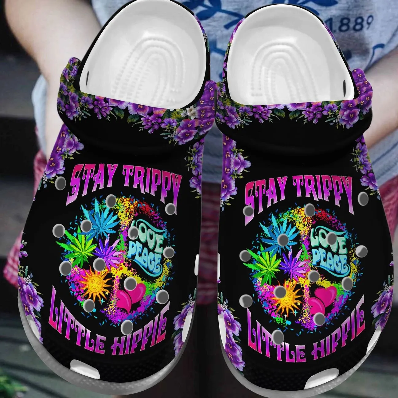 Hippie Personalized Clog Custom Crocs Comfortablefashion Style Comfortable For Women Men Kid Print 3D Love Peace Hippie Personalized Clog Custom Crocs Comfortablefashion Style Comfortable For Women Men Kid Print 3D Love Peace