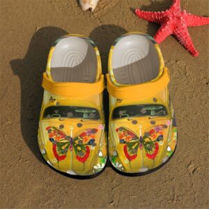 Hippie Personalized Clog Custom Crocs Comfortablefashion Style Comfortable For Women Men Kid Print 3D Yellow Car