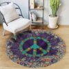 Hippie Purple Pattern Round Carpet Floor Rug Living Room Bedroom Decor Round Area Rug Carpet