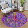 Hippie Purple Peace Purple Round Carpet Floor Rug Living Room Bedroom Decor Round Area Rug Carpet