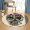 Hippie Skull Round Carpet Floor Rug Living Room Bedroom Decor Round Area Rug Carpet