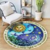 Hippie Sun And Moon Round Carpet Floor Rug Living Room Bedroom Decor Round Area Rug Carpet