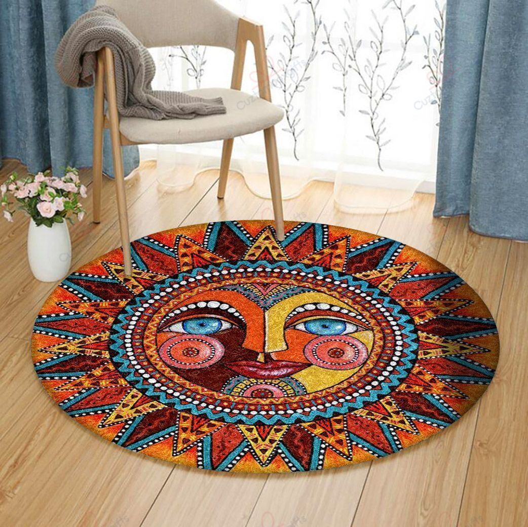 Hippie Sun Face Round Carpet Floor Rug Living Room Bedroom Decor Round Area Rug Carpet Hippie Sun Face Round Carpet Floor Rug Living Room Bedroom Decor Round Area Rug Carpet