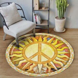 Hippie Sun Round Carpet Floor Rug Living Room Bedroom Decor Round Area Rug Carpet