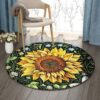 Hippie Sunflower Round Carpet Floor Rug Living Room Bedroom Decor Round Area Rug Carpet
