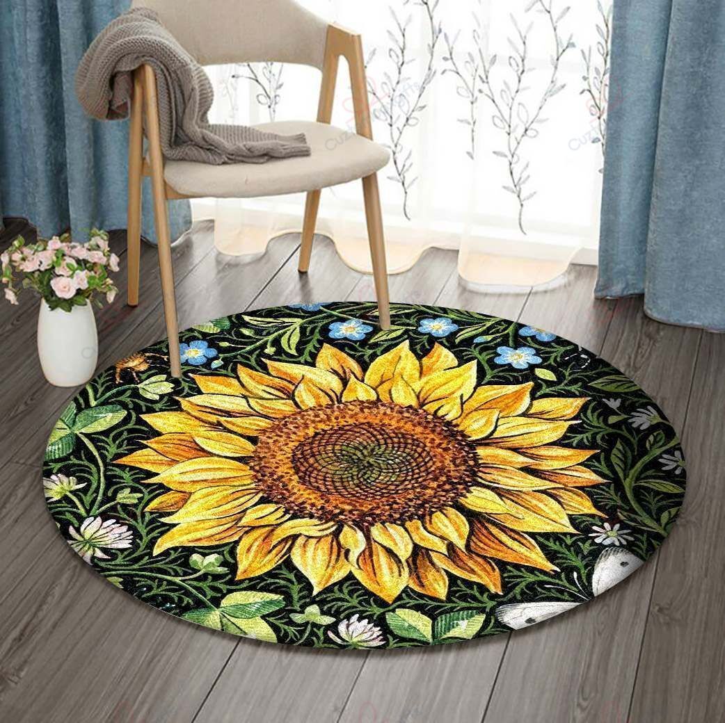 Hippie Sunflower Round Carpet Floor Rug Living Room Bedroom Decor Round Area Rug Carpet Hippie Sunflower Round Carpet Floor Rug Living Room Bedroom Decor Round Area Rug Carpet
