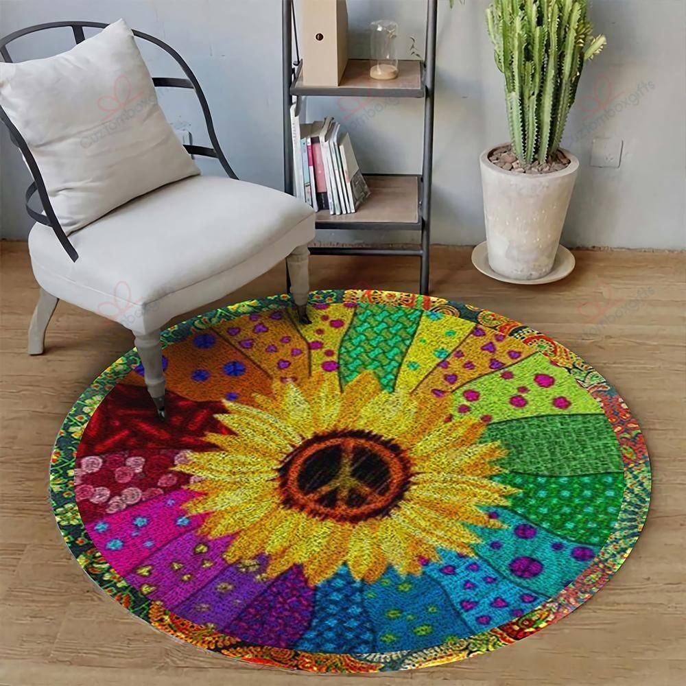 Hippie Sunflower Round Carpet Floor Rug Living Room Bedroom Decor Round Area Rug Carpet Hippie Sunflower Round Carpet Floor Rug Living Room Bedroom Decor Round Area Rug Carpet