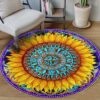 Hippie Sunflower Mandala Round Carpet Floor Rug Living Room Bedroom Decor Round Area Rug Carpet