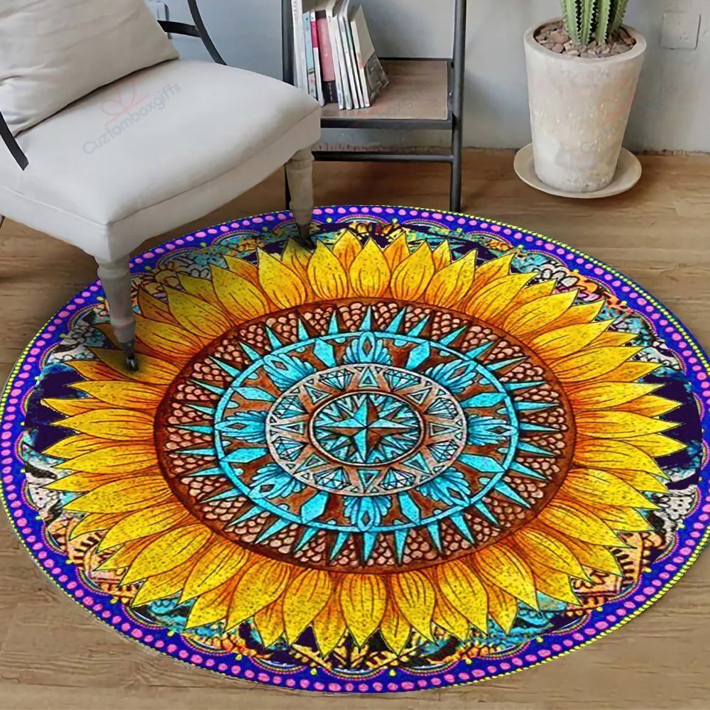 Hippie Sunflower Mandala Round Carpet Floor Rug Living Room Bedroom Decor Round Area Rug Carpet Hippie Sunflower Mandala Round Carpet Floor Rug Living Room Bedroom Decor Round Area Rug Carpet