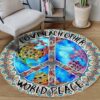Hippie World Peace Round Carpet Floor Rug Living Room Bedroom Decor Round Area Rug Carpet