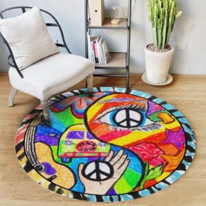 Hippie Yinyang Round Carpet Floor Rug Living Room Bedroom Decor Round Area Rug Carpet