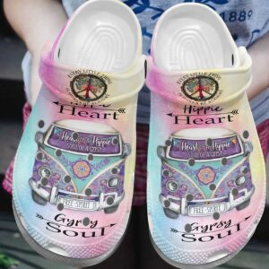 Hippy Personalized Clog Custom Crocs Comfortablefashion Style Comfortable For Women Men Kid Print 3D Hippie Heart