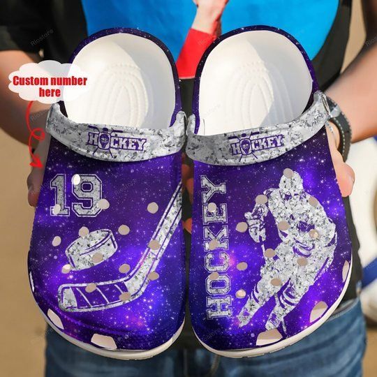 Hockey Diamond Purple Personalize Clog Custom Crocs Clog Number On Sandal Fashion Style Comfortable For Women Men Kid Hockey Diamond Purple Personalize Clog Custom Crocs Clog Number On Sandal Fashion Style Comfortable For Women Men Kid