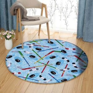 Hockey Round Carpet Floor Rug Living Room Bedroom Decor Round Area Rug Carpet