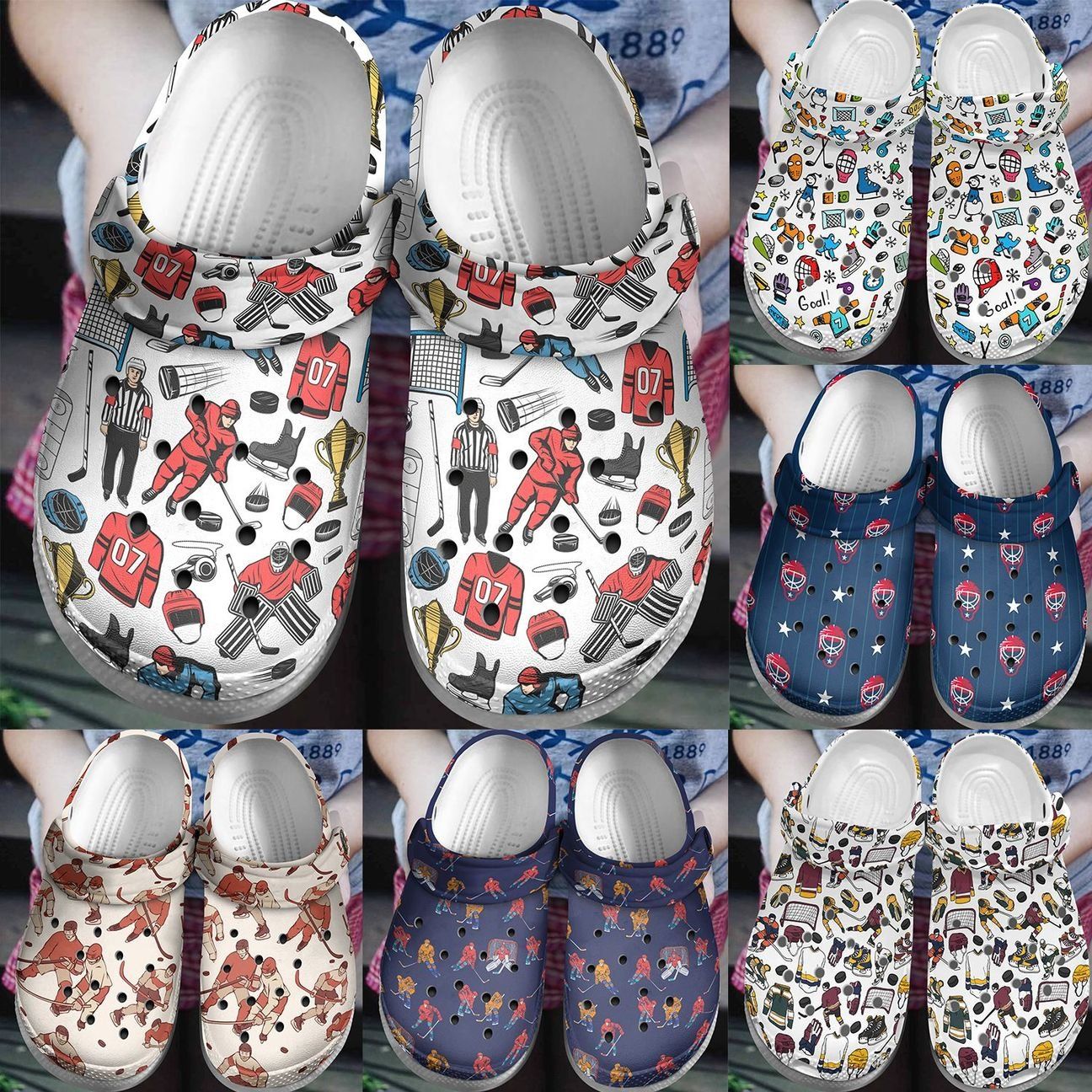 Hockey Personalize Clog Custom Crocs Fashionstyle Comfortable For Women Men Kid Print 3D Hockey Collection Hockey Personalize Clog Custom Crocs Fashionstyle Comfortable For Women Men Kid Print 3D Hockey Collection