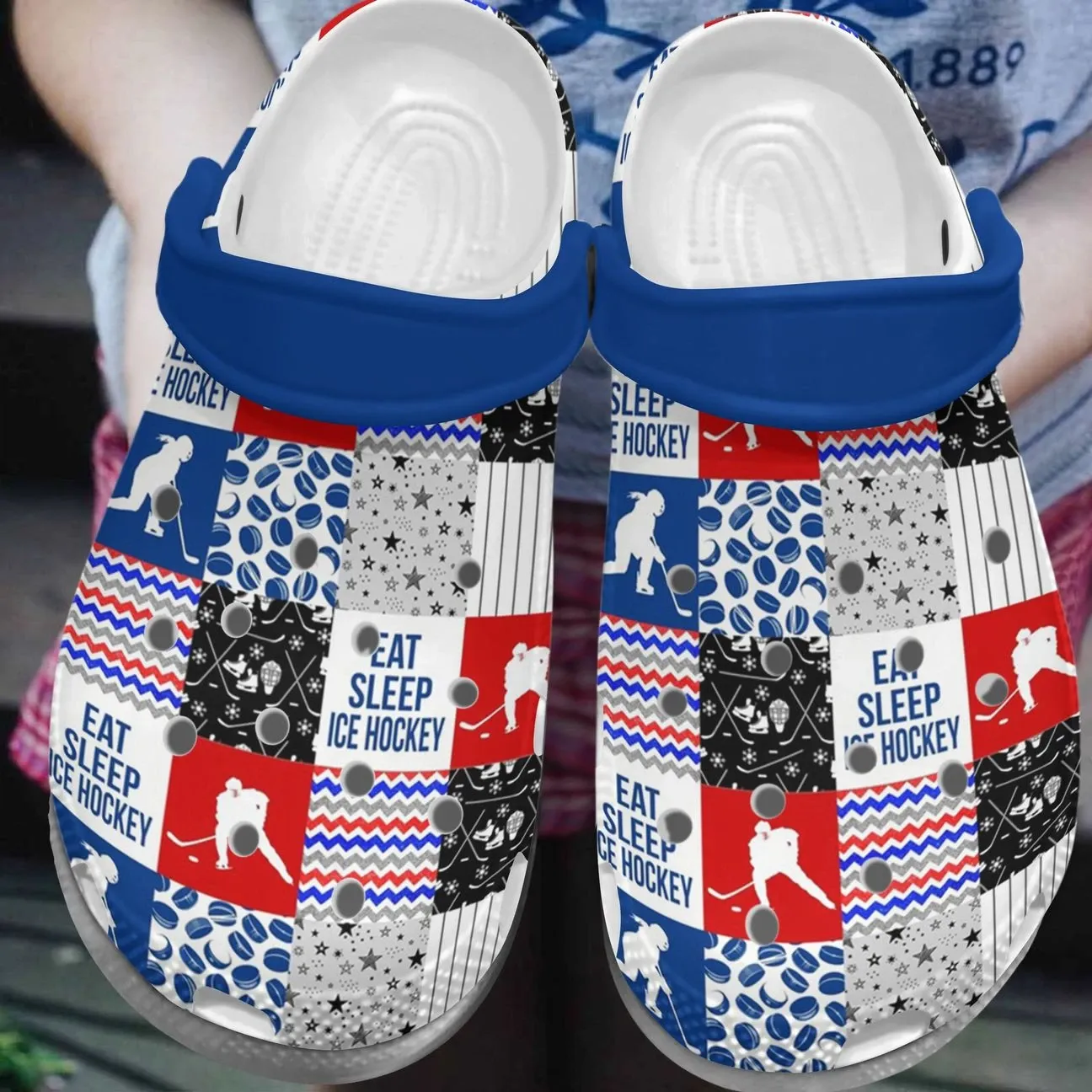 Hockey Personalize Clog Custom Crocs Fashionstyle Comfortable For Women Men Kid Print 3D Hockey Love Hockey Personalize Clog Custom Crocs Fashionstyle Comfortable For Women Men Kid Print 3D Hockey Love