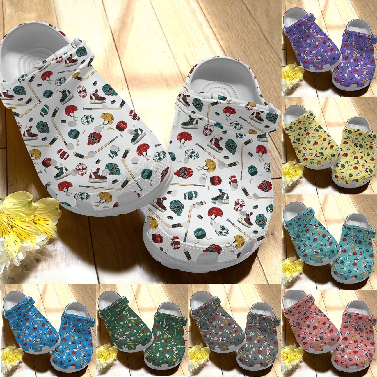 Hockey Personalize Clog Custom Crocs Fashionstyle Comfortable For Women Men Kid Print 3D Pattern Color Series Hockey Personalize Clog Custom Crocs Fashionstyle Comfortable For Women Men Kid Print 3D Pattern Color Series