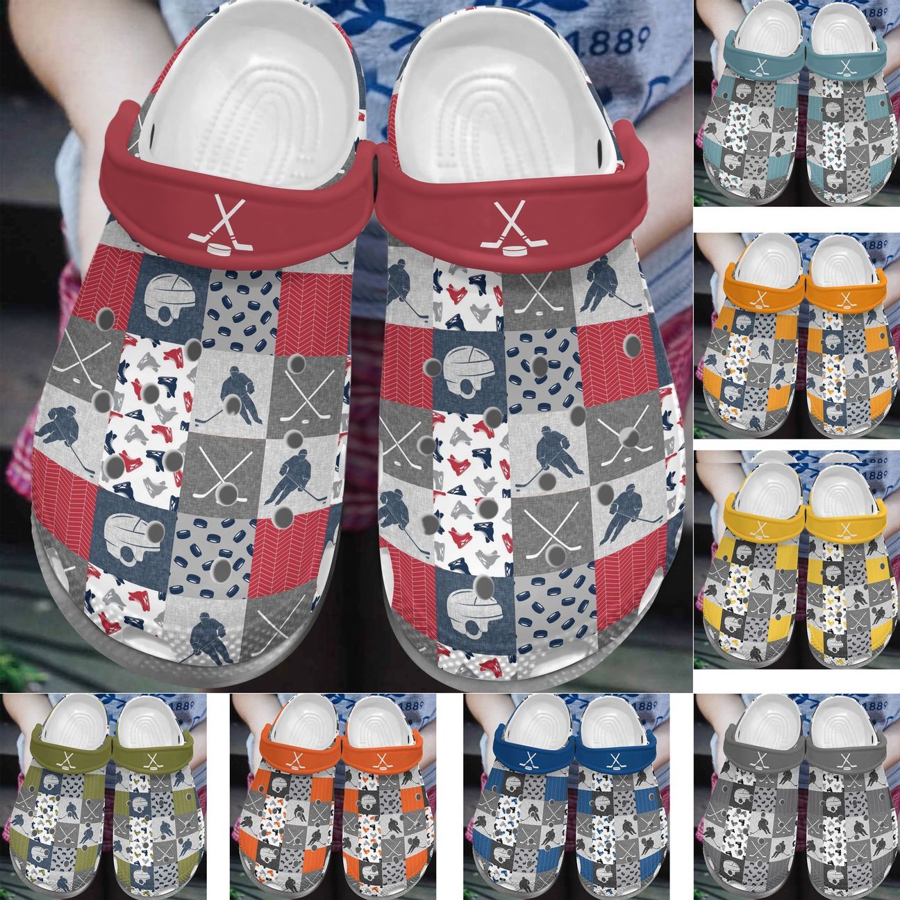Hockey Personalize Clog Custom Crocs Fashionstyle Comfortable For Women Men Kid Print 3D Whitesole Hockey Life Hockey Personalize Clog Custom Crocs Fashionstyle Comfortable For Women Men Kid Print 3D Whitesole Hockey Life