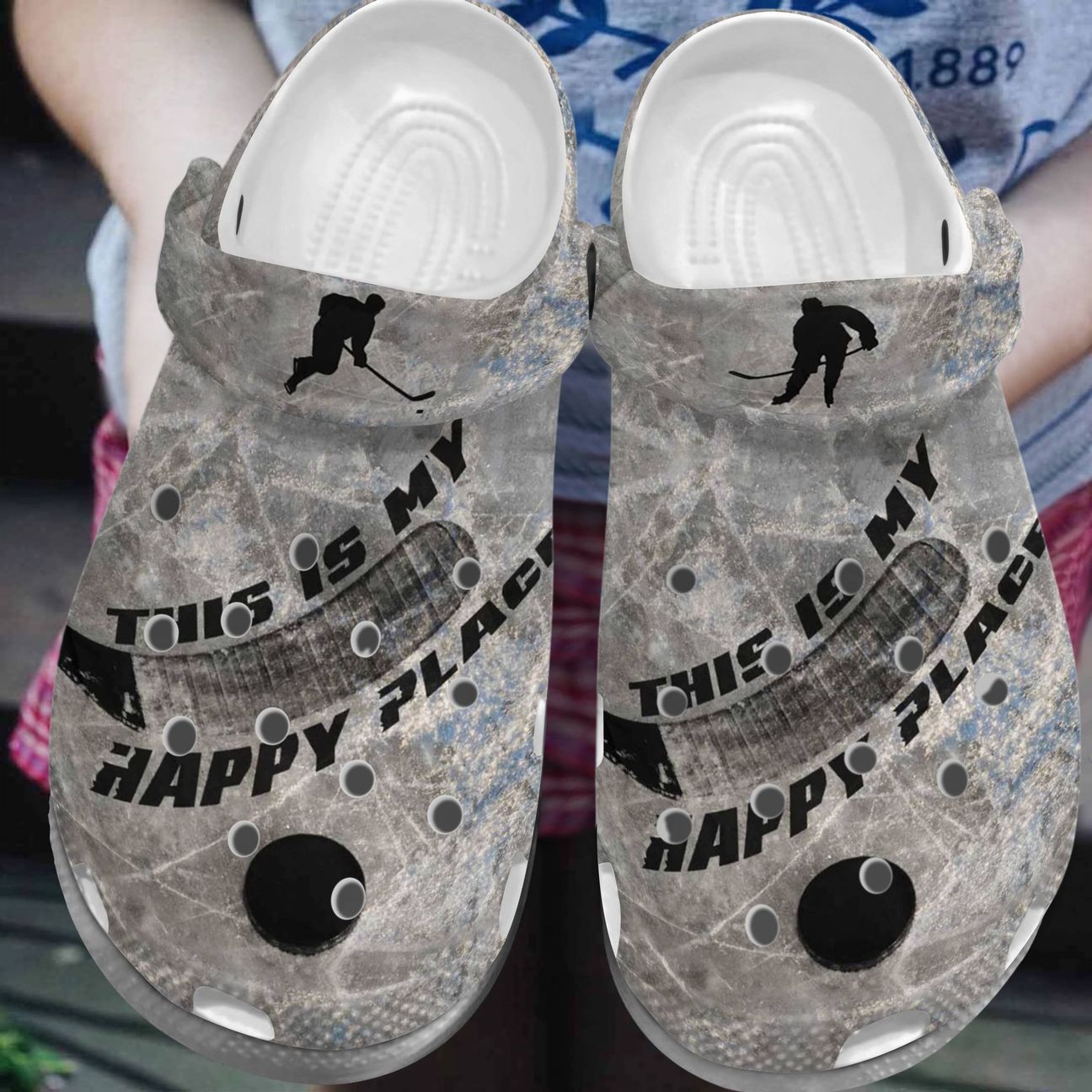 Hockey Personalized Clog Custom Crocs Comfortablefashion Style Comfortable For Women Men Kid Print 3D Happy Place Hockey Personalized Clog Custom Crocs Comfortablefashion Style Comfortable For Women Men Kid Print 3D Happy Place