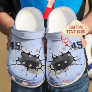 Hockey Personalized Crack Sku 1368 Crocs Crocband Clog Comfortable For Mens Womens Classic Clog Water Shoes