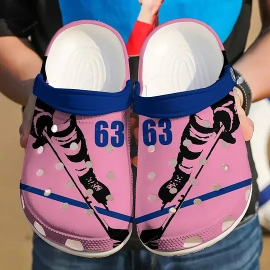 Hockey Player Pink Personalize Clog Custom Crocs Clog Number On Sandal Fashion Style Comfortable For Women Men Kid Hockey Player Pink Personalize Clog Custom Crocs Clog Number On Sandal Fashion Style Comfortable For Women Men Kid