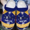 Hockey Uniform Royal Blue Yellow Personalize Clog Custom Crocs Clog Number Fashion Style Comfortable For Women Men Kid