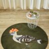 Hoepoe Olive Green Bird Round Carpet Floor Rug Living Room Bedroom Decor Round Area Rug Carpet